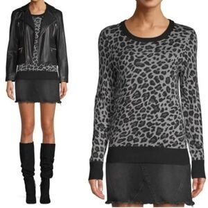 Isaac Mizrahi Women's Leopard Print Sweater, Size Small, Gray and Black, EUC